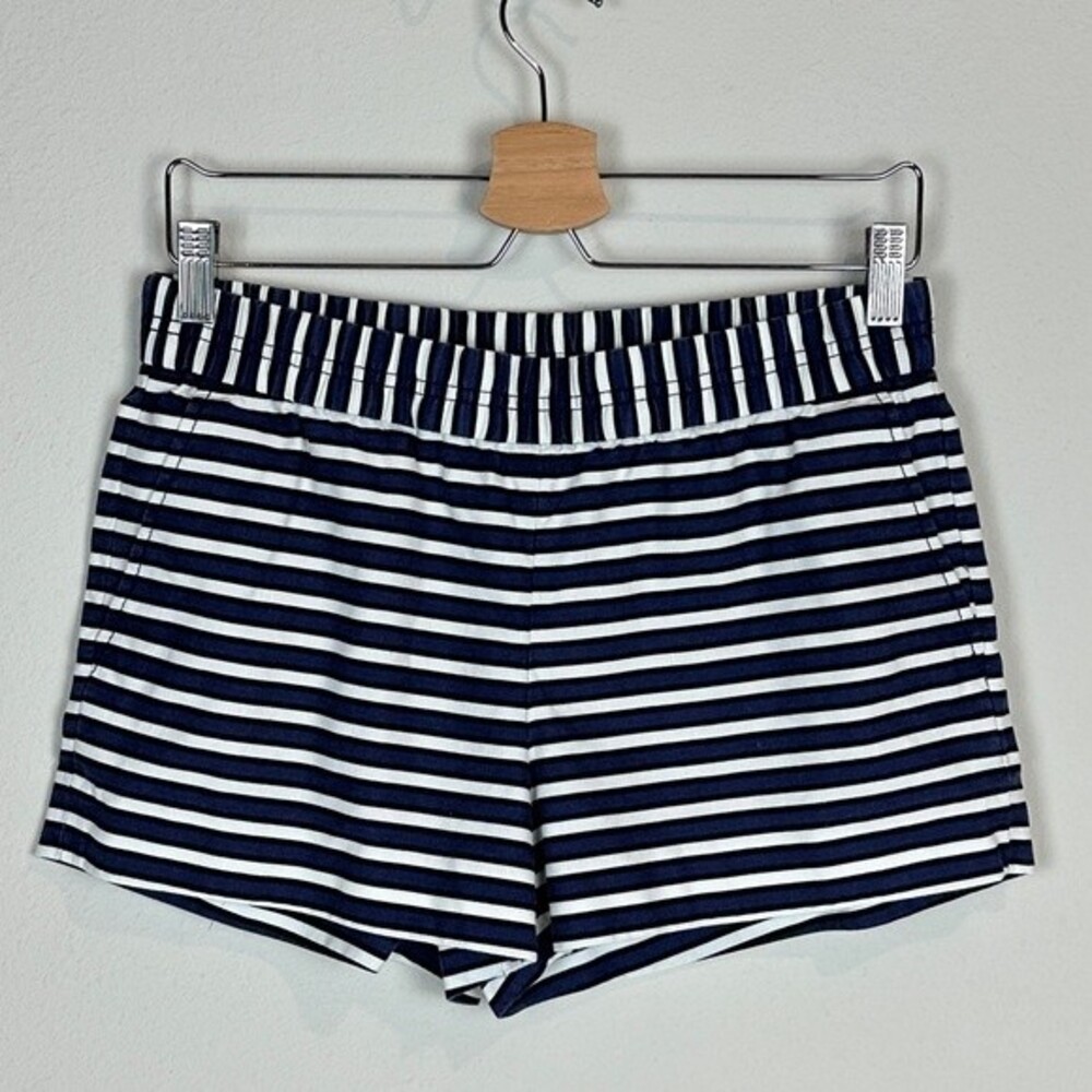 J. Crew Factory Boardwalk Shorts Blue Striped Linen Blend 2